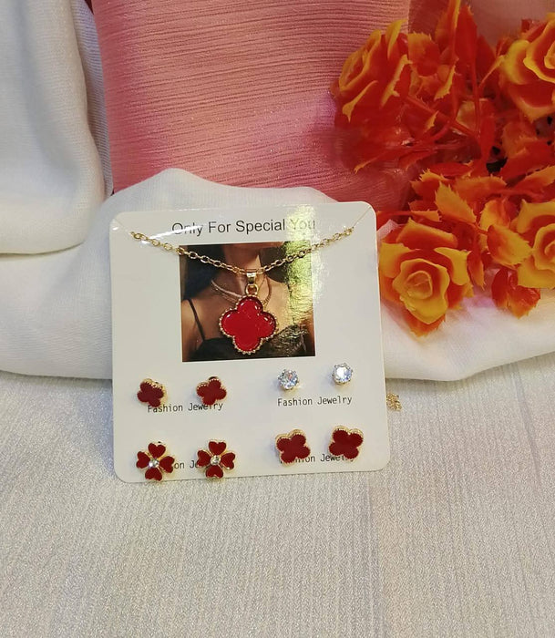 Earrings And Necklace Pack 4 Set Stylish Jewelry Collection Elegant Design Durable Quality Comfortable Wear Suitable For Daily And Occasion Use - Black