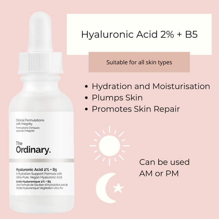The Ordinary Hyaluronic Acid 2% + B5 – Hydrating Serum for Smooth, Plump & Healthy Skin. (30ML) - Imported Quality