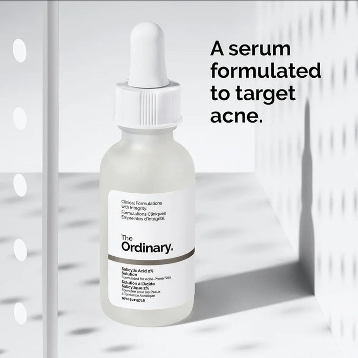 The Ordinary Salicylic Acid 2% Solution, a water-based serum designed for blemish-prone and oily skin.