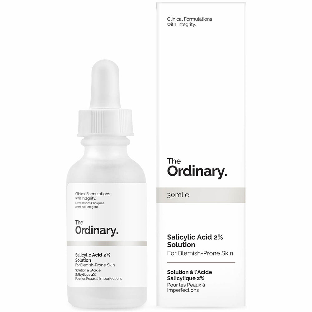 The Ordinary Salicylic Acid 2% Solution, a water-based serum designed for blemish-prone and oily skin.