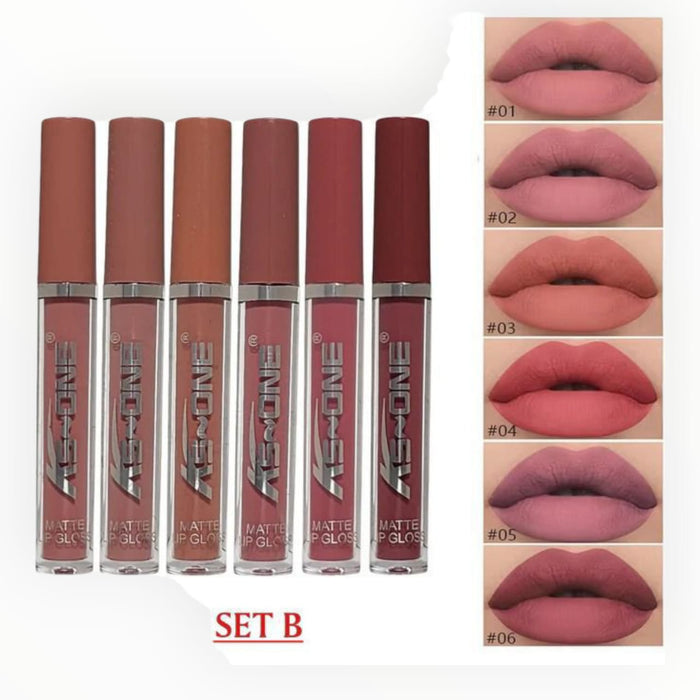 KS One 6 PCS Lipgloss Set Premium Quality Gloss Collection Smooth Application Long Lasting Shine For Everyday Makeup - Set A