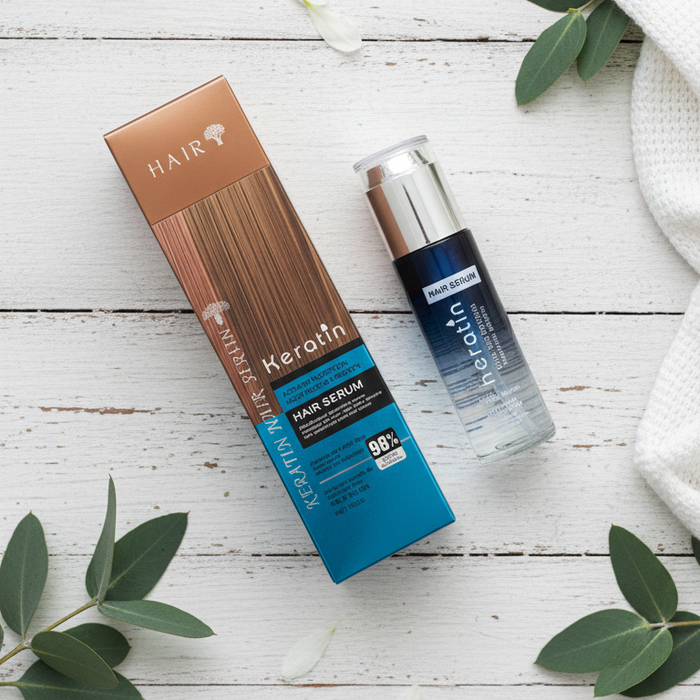 Keratin Hair Serum 80ml – Deep Moisturizing, Frizz-Control & Smooth Finish | Shine-Boosting Leave-In Serum for Dry, Damaged & Rough Hair