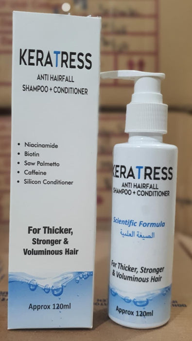 Keratress Anti Hairfall Shampoo And Conditioner Gentle Formula Strengthens Hair Reduces Hairfall Nourishes Scalp Provides Smooth And Healthy Look - 120ml